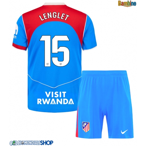 Maglie da calcio Atletico Madrid Clement Lenglet #15 Terza Maglia Bambino 2025-26 Manica Corta + Pantaloni corti)